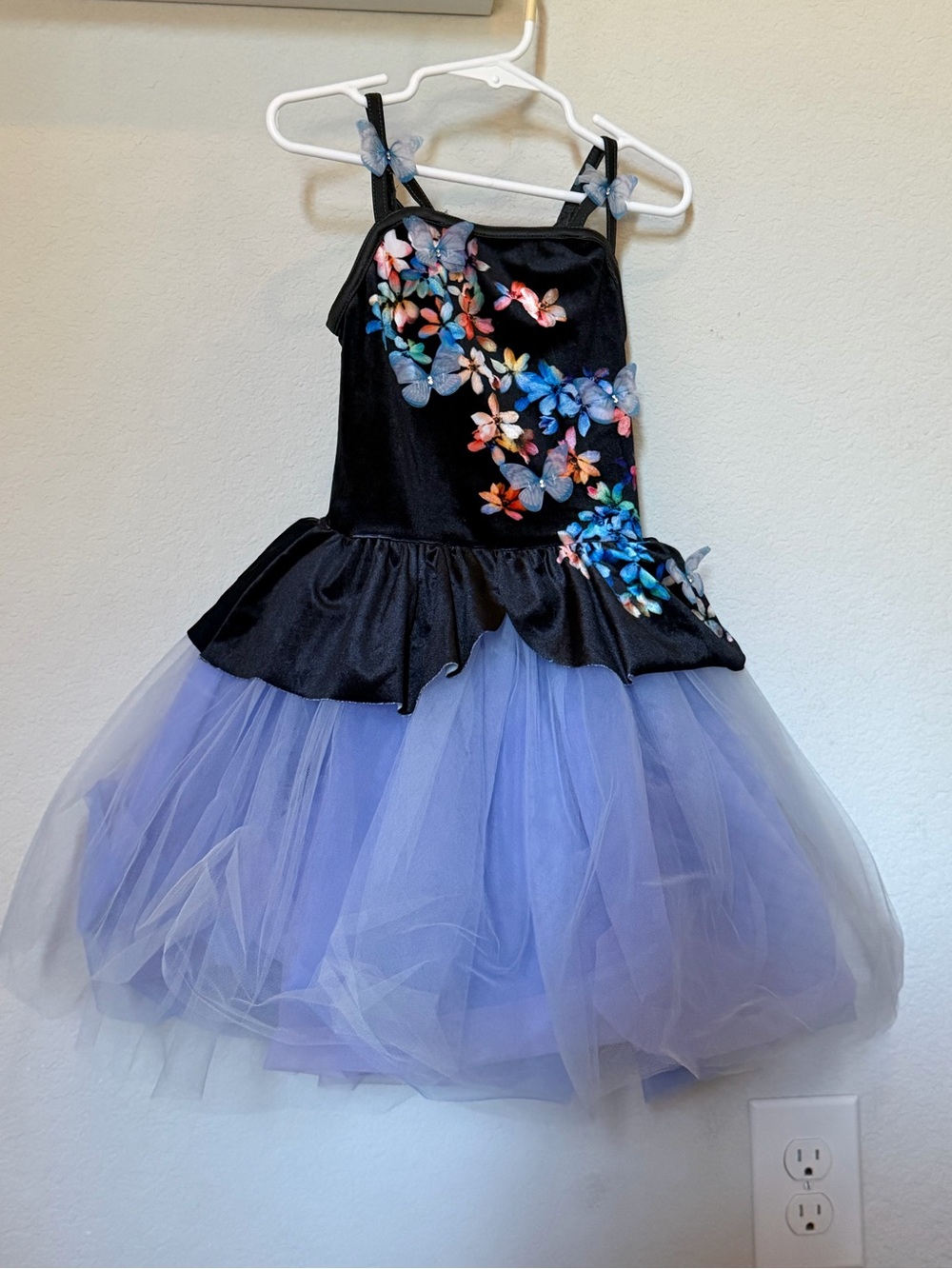 Weissman Girls Black and Lavender Butterfly Tulle Costume Dress